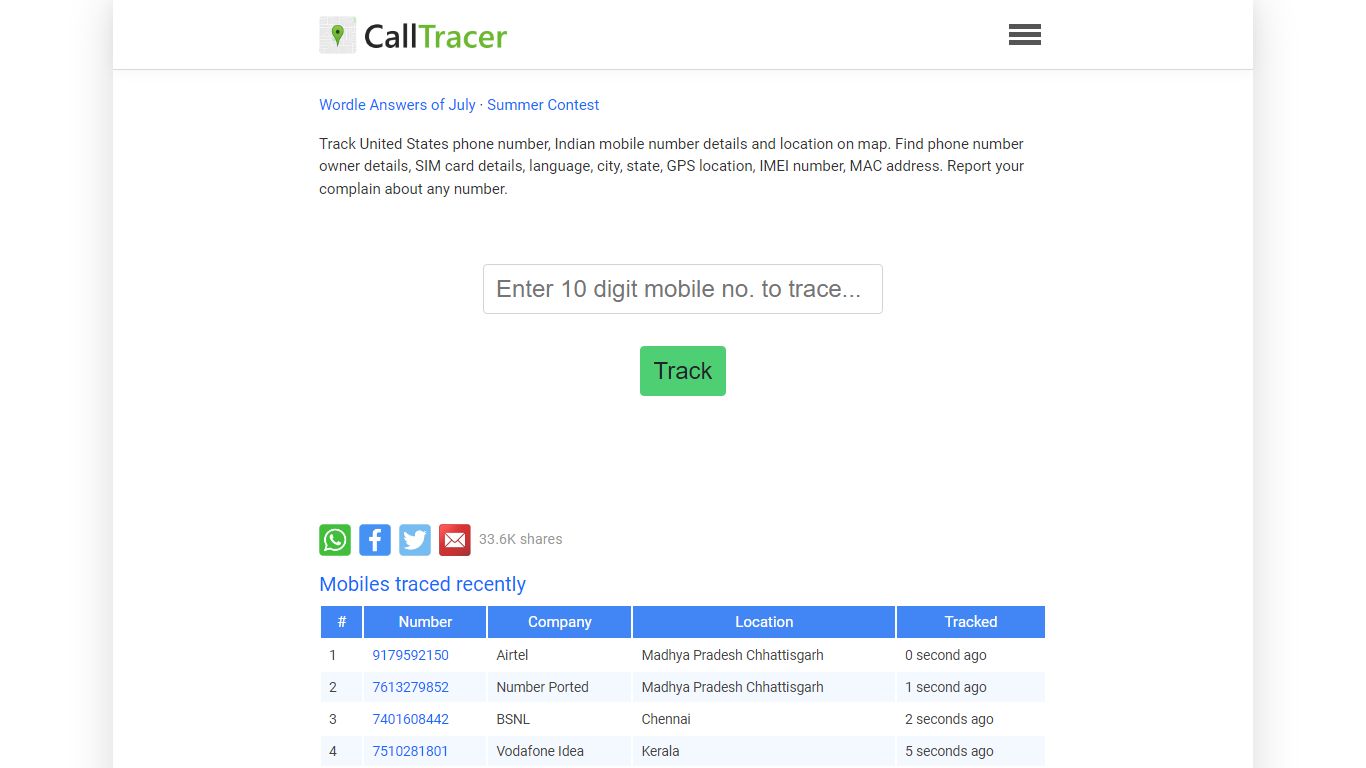 Trace mobile number details with name address location